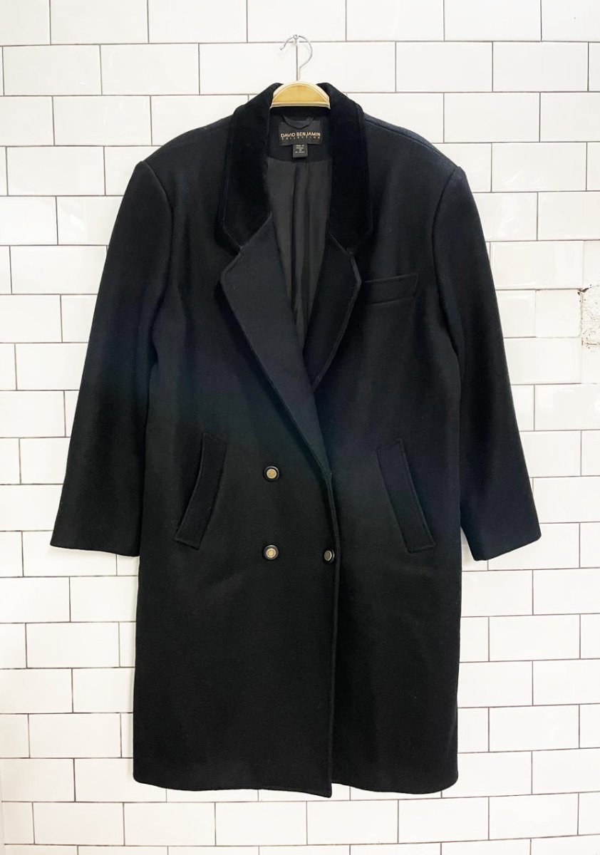 vintage david benjamin 100% wool suede collar double breasted overcoat - good market thrift store