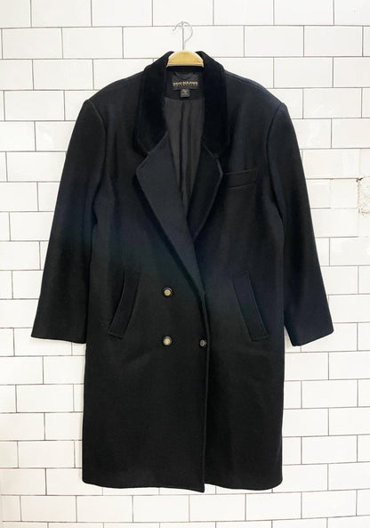 vintage david benjamin 100% wool suede collar double breasted overcoat - good market thrift store