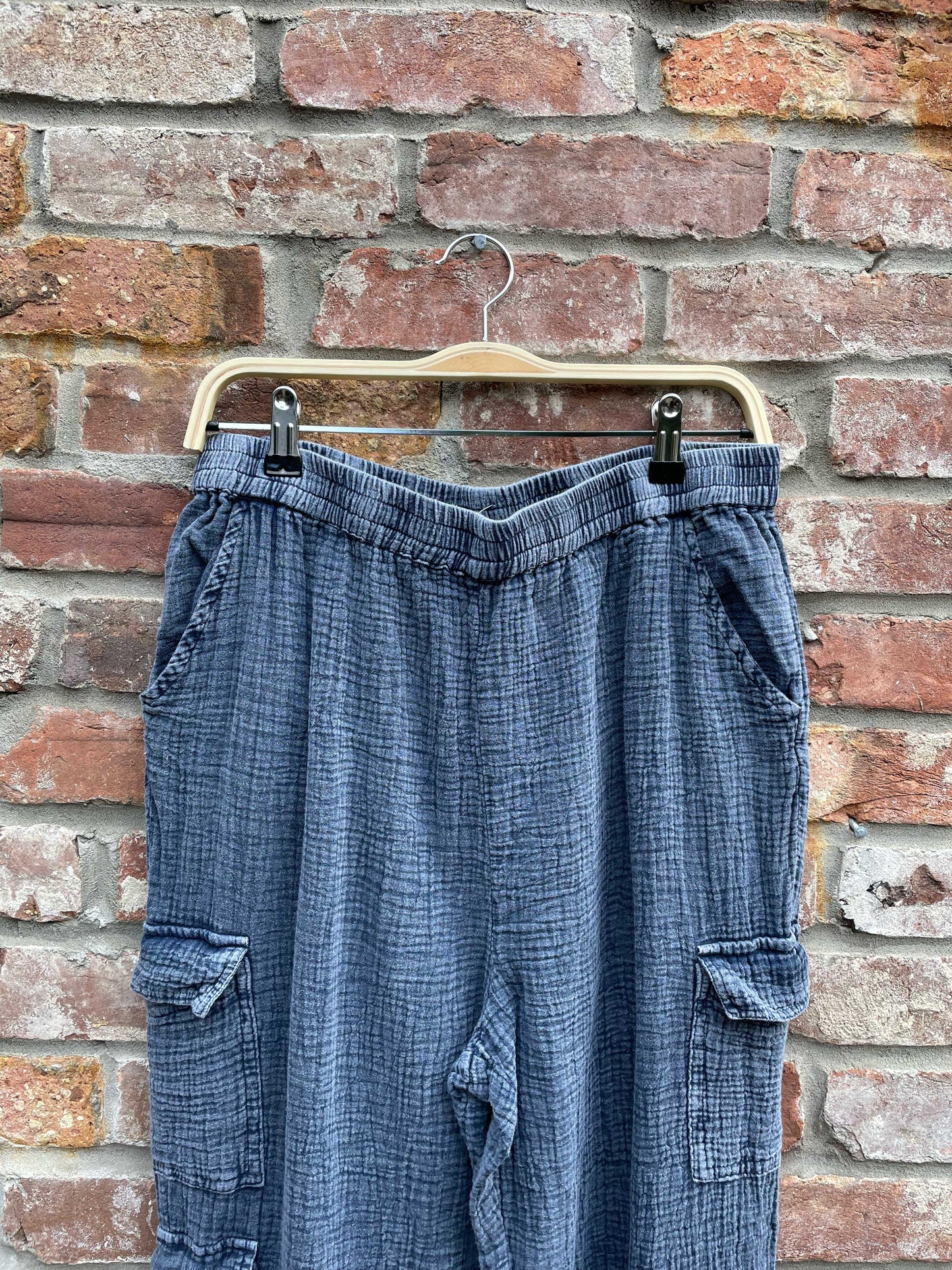 rd style gauze cotton cargo joggers