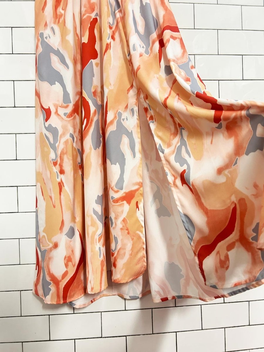 pastel ruched marble cut out midi dress - good market thrift store