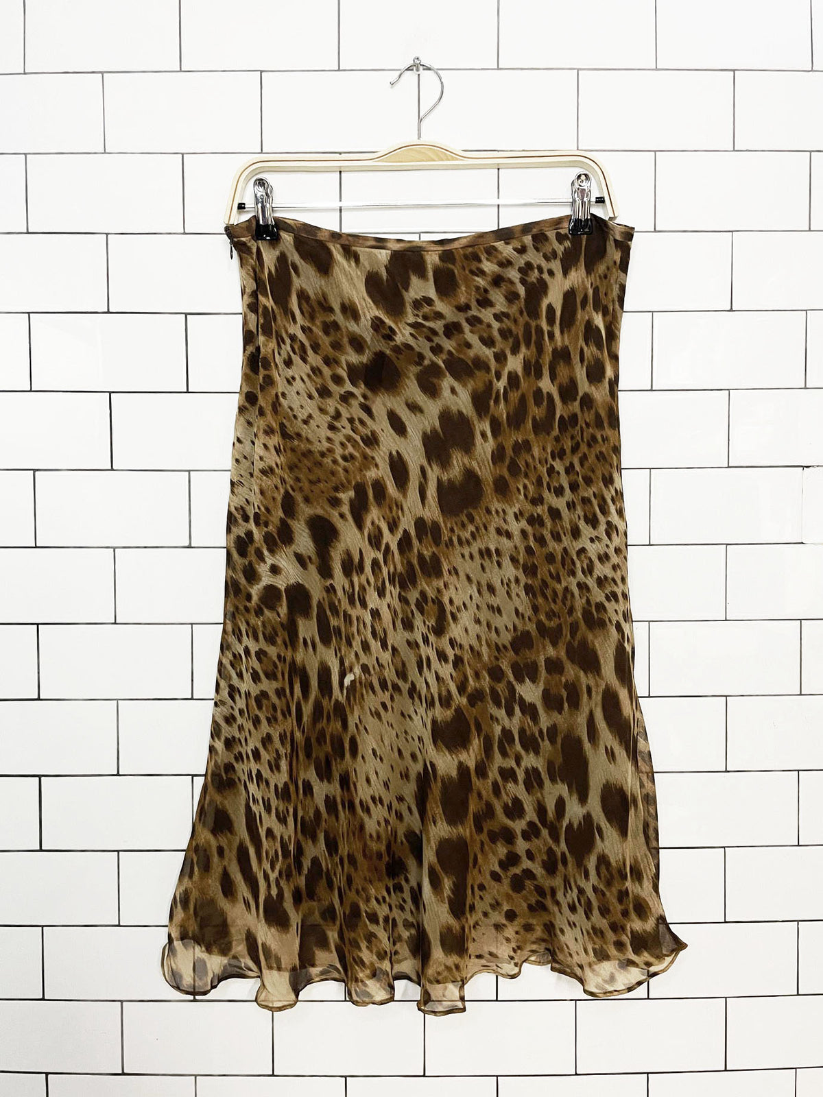 vintage 00s rafaella 100% silk animal print knee-length skirt