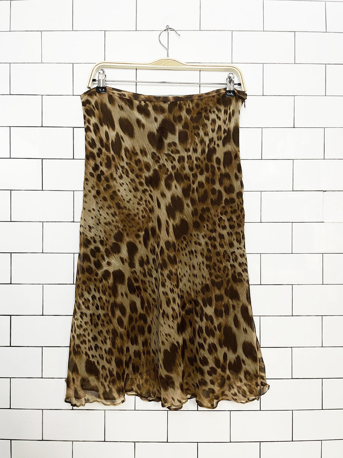 vintage 00s rafaella 100% silk animal print knee-length skirt