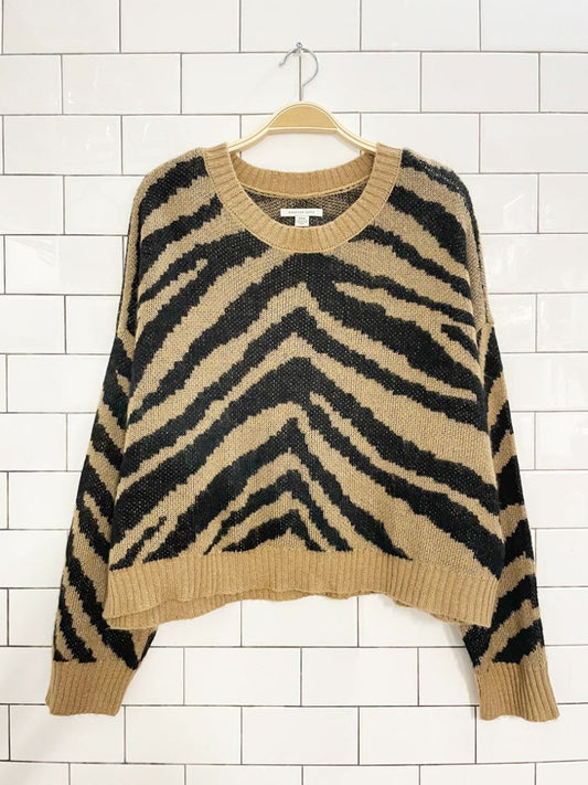 ae wool - blend boxy animal print sweater | american eagle - good market thrift store