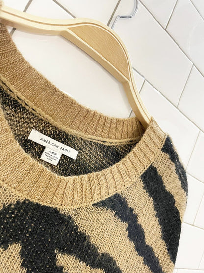 ae wool - blend boxy animal print sweater | american eagle - good market thrift store