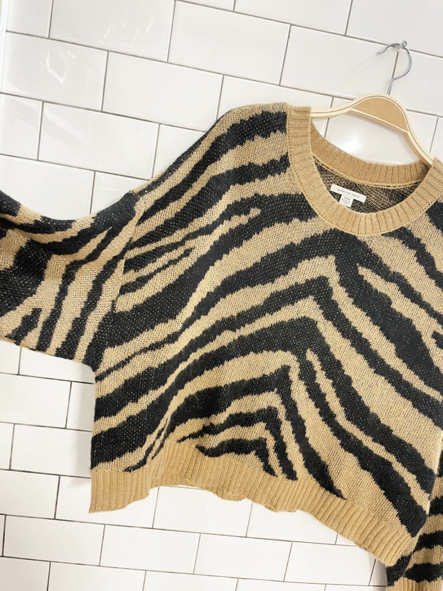 ae wool - blend boxy animal print sweater | american eagle - good market thrift store