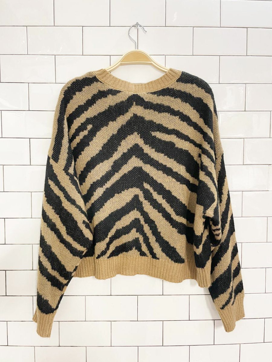 ae wool - blend boxy animal print sweater | american eagle - good market thrift store