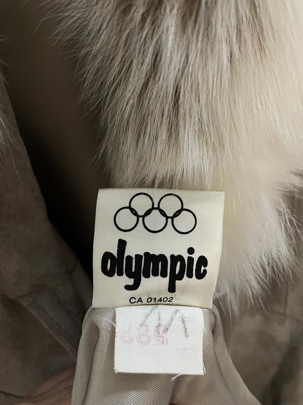 vintage olympic fox fur collar suede belted penny lane coat