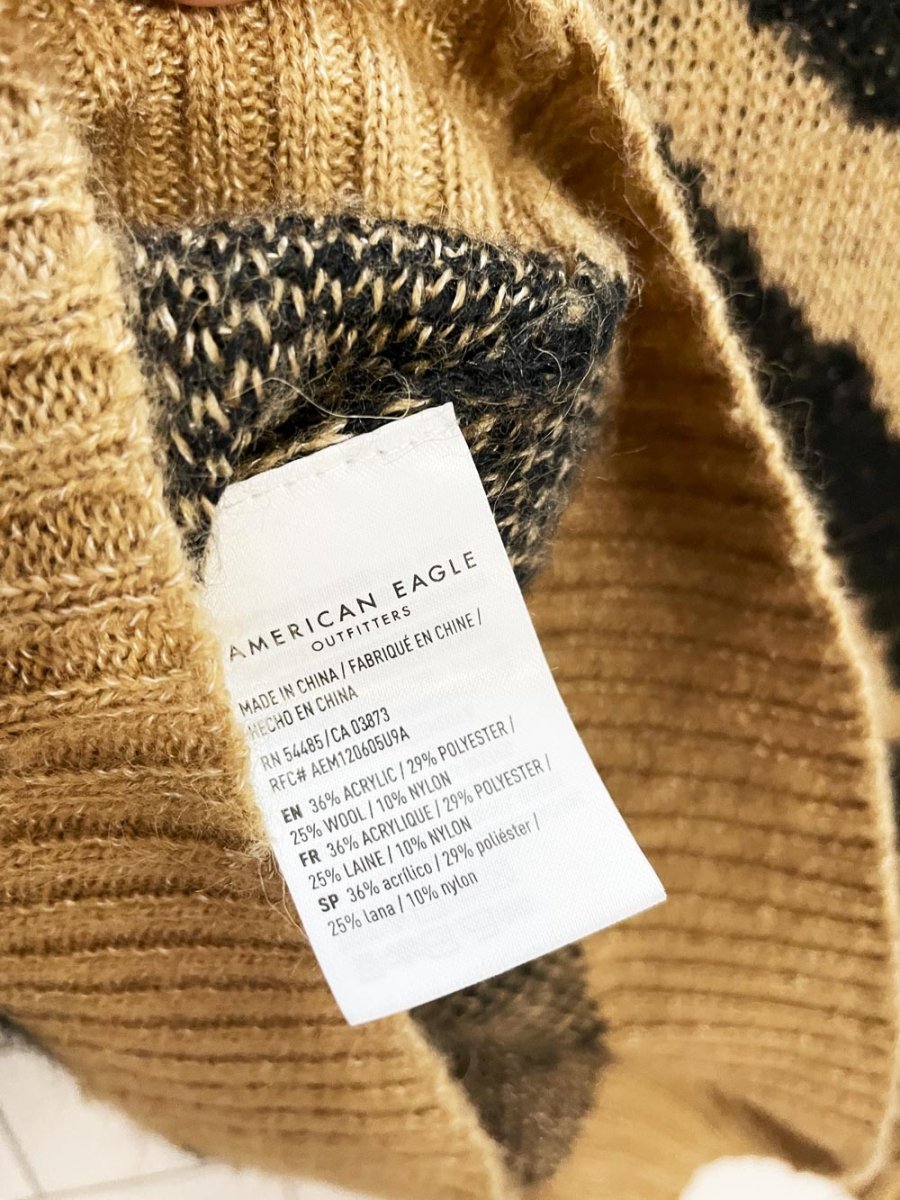 ae wool - blend boxy animal print sweater | american eagle - good market thrift store