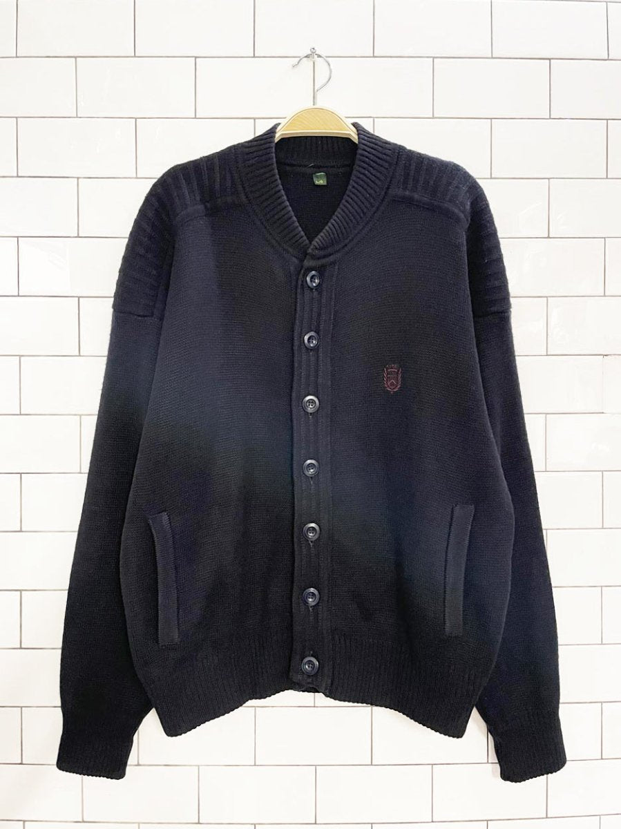 vintage wool - blend ribbed yoke cardigan sweater jacket - good market thrift store