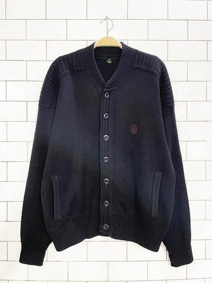 vintage wool - blend ribbed yoke cardigan sweater jacket - good market thrift store