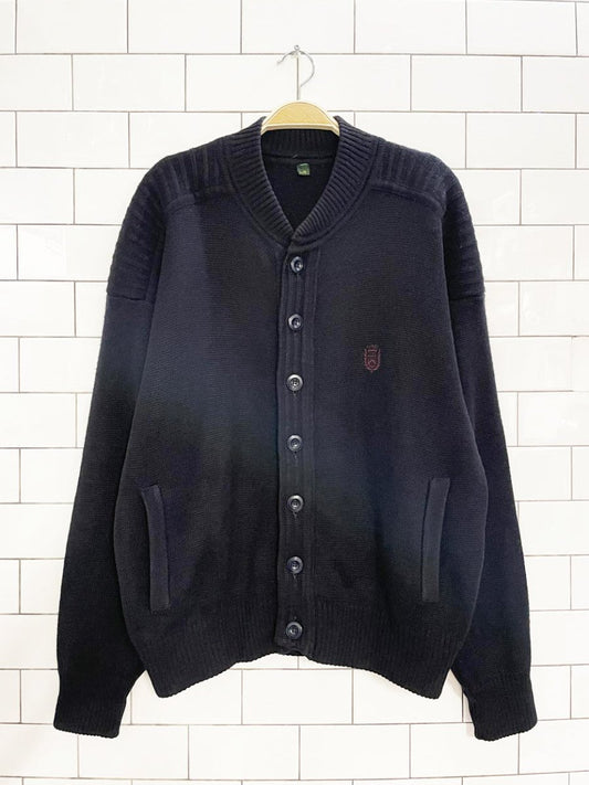 vintage wool - blend ribbed yoke cardigan sweater jacket - good market thrift store