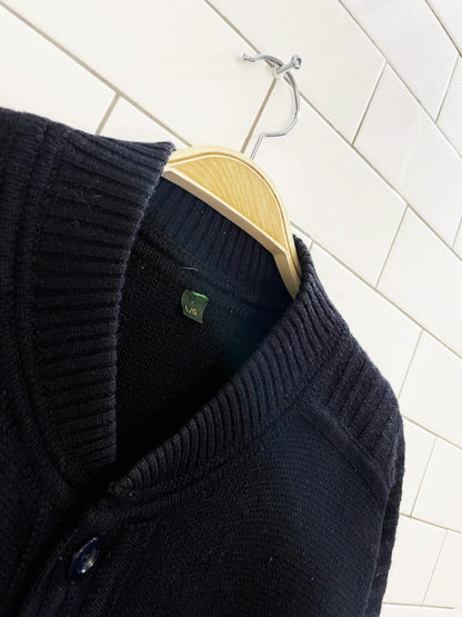 vintage wool - blend ribbed yoke cardigan sweater jacket - good market thrift store