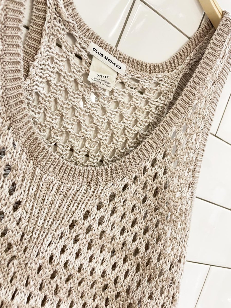 club monaco linen - blend knit tank - good market thrift store