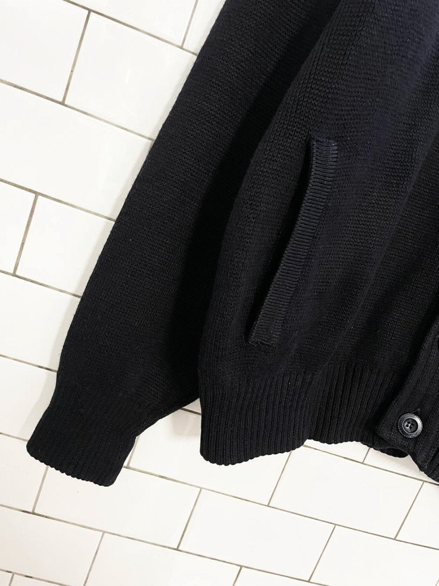 vintage wool - blend ribbed yoke cardigan sweater jacket - good market thrift store