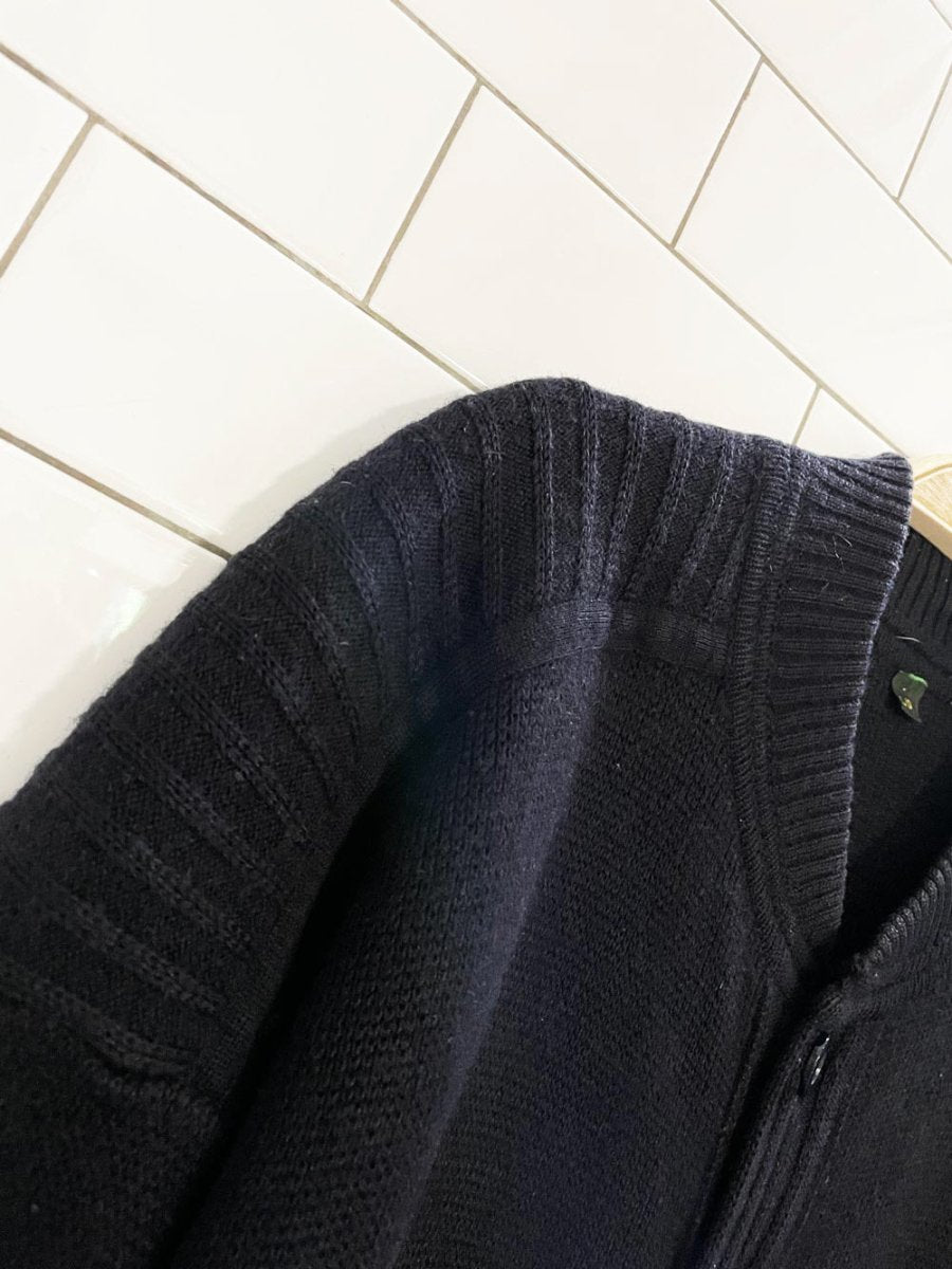 vintage wool - blend ribbed yoke cardigan sweater jacket - good market thrift store