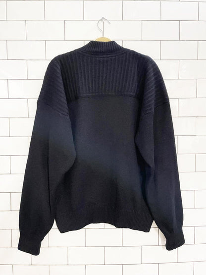 vintage wool - blend ribbed yoke cardigan sweater jacket - good market thrift store