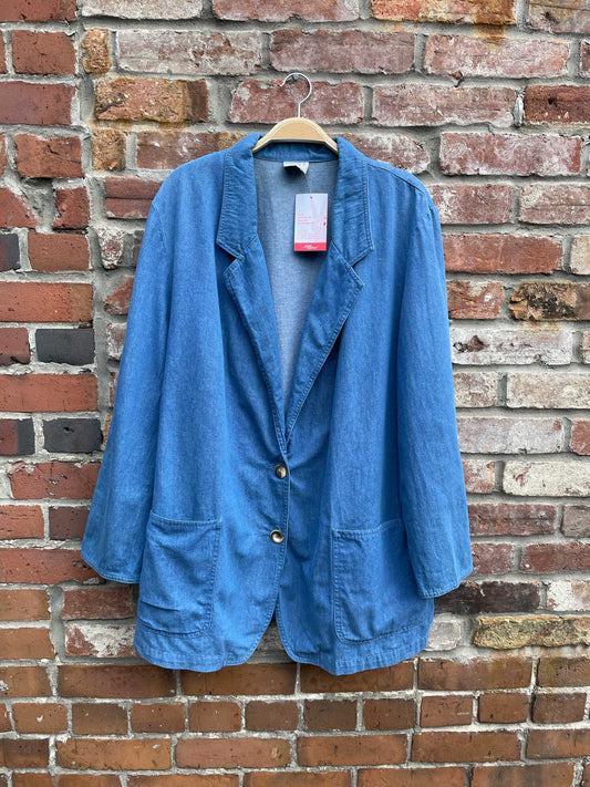 vintage 90s koret oversized denim blazer jacket