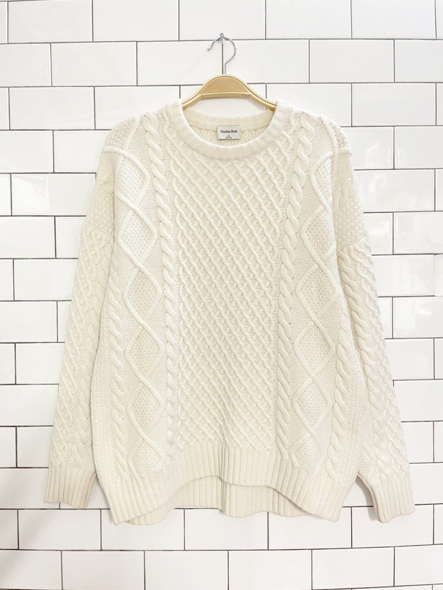 sunday best peggy merino wool - organic cotton cable knit oversized sweater | aritzia - good market thrift store