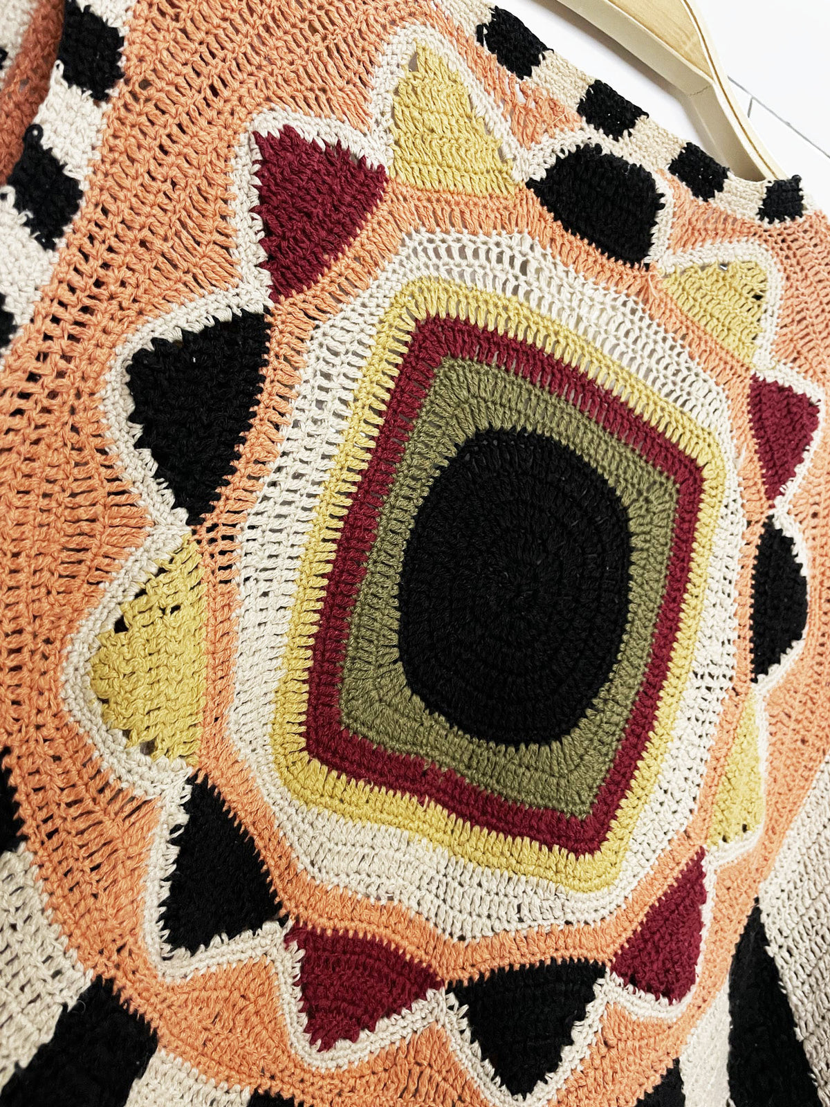 vintage knitting needles linen-blend hand-knit southwestern boho beaded open vest