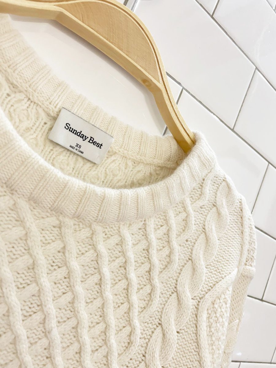 sunday best peggy merino wool - organic cotton cable knit oversized sweater | aritzia - good market thrift store