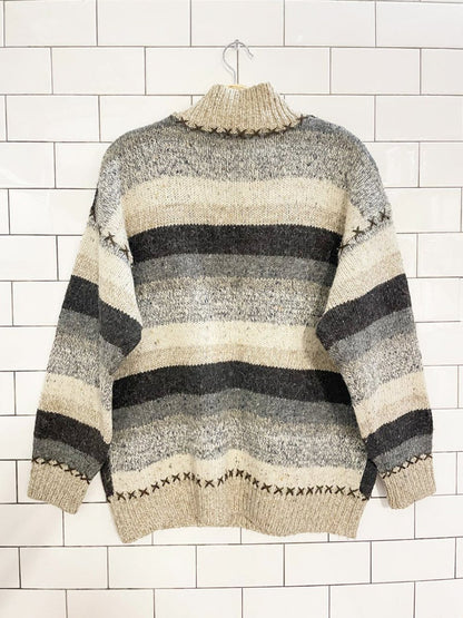 vintage entrée wool - blend checkerboard rustic knit sweater - good market thrift store