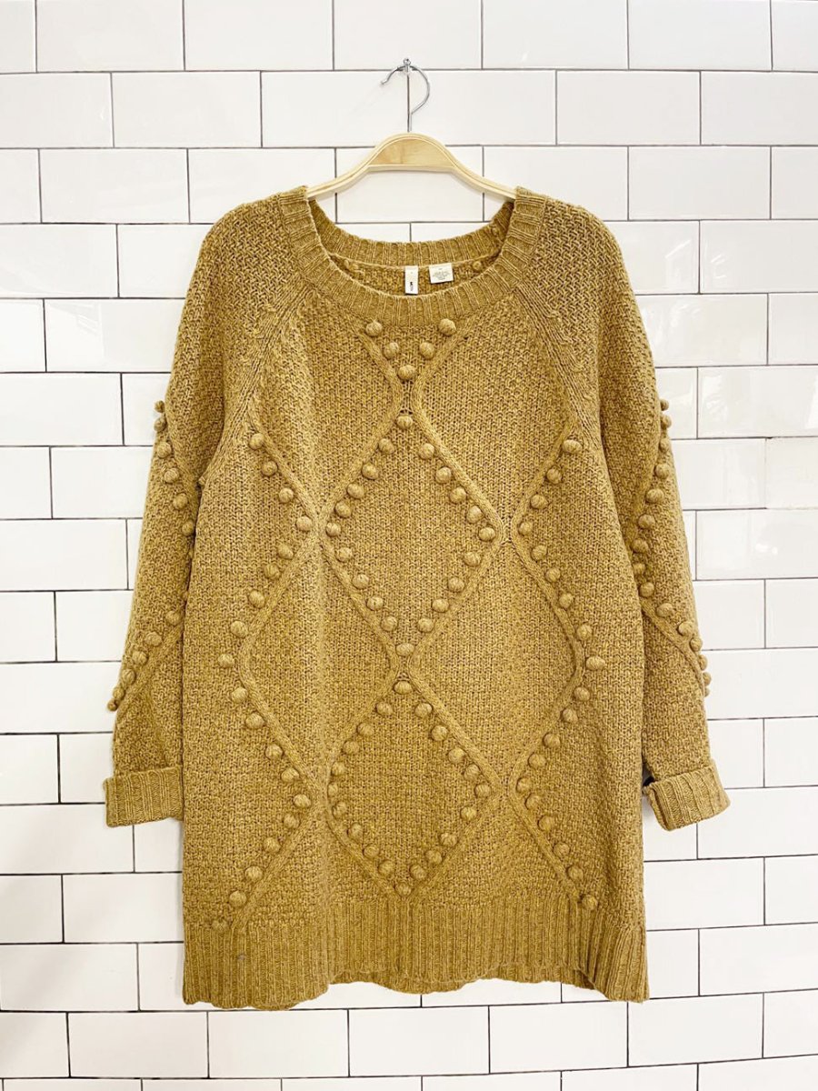 moth wool - blend argyle pom oversized sweater | anthropologie - good market thrift store