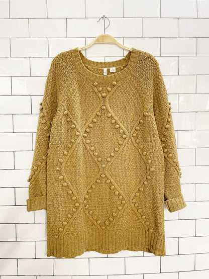 moth wool - blend argyle pom oversized sweater | anthropologie - good market thrift store