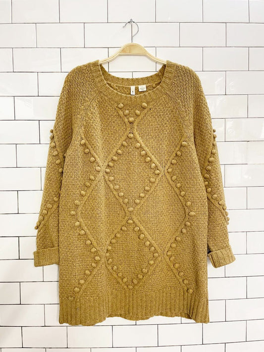 moth wool - blend argyle pom oversized sweater | anthropologie - good market thrift store