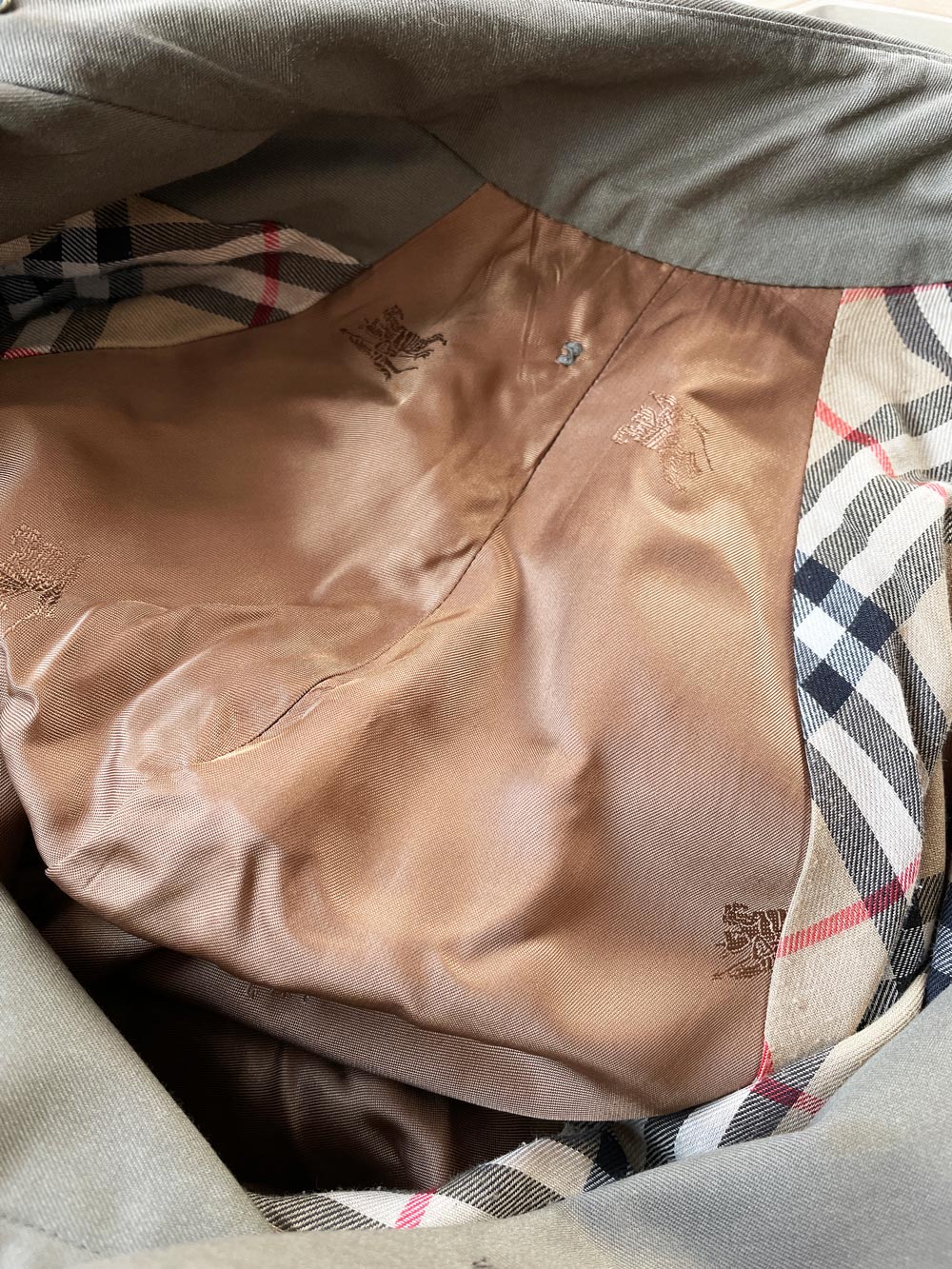 vintage burberrys trench coat with nova check lining
