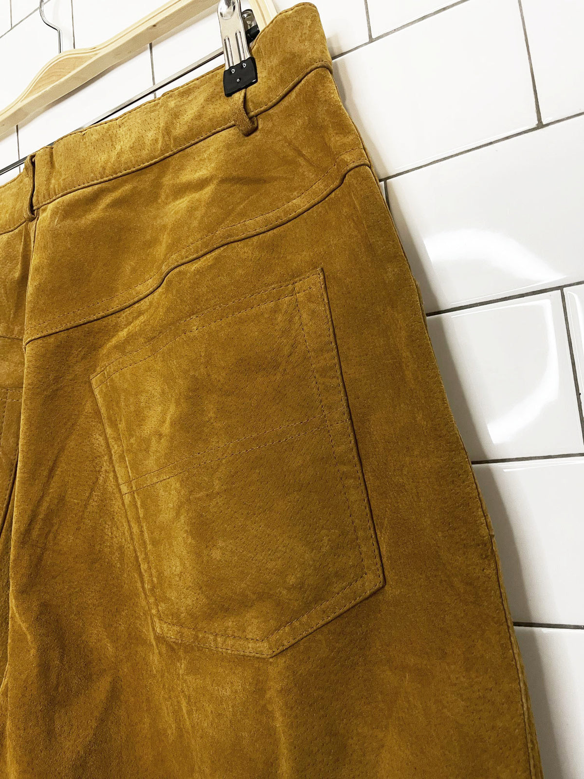 vintage wilsons x m. julian suede baggy leg utility pants
