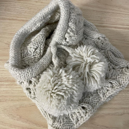 aerie pom-tastic cable knit snood