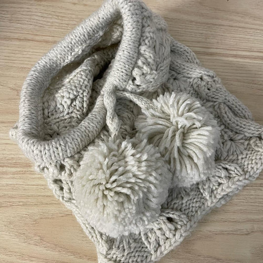 aerie pom-tastic cable knit snood