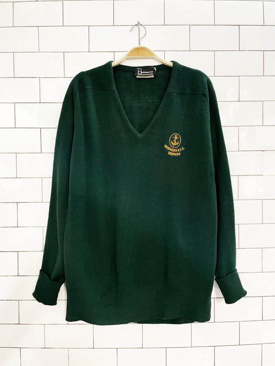 vintage mariners rugby football club v - neck knit sweater - good market thrift store