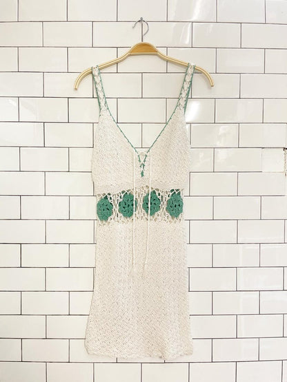 crochet granny square detail mini dress - good market thrift store