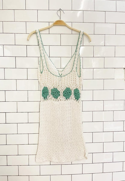 crochet granny square detail mini dress - good market thrift store