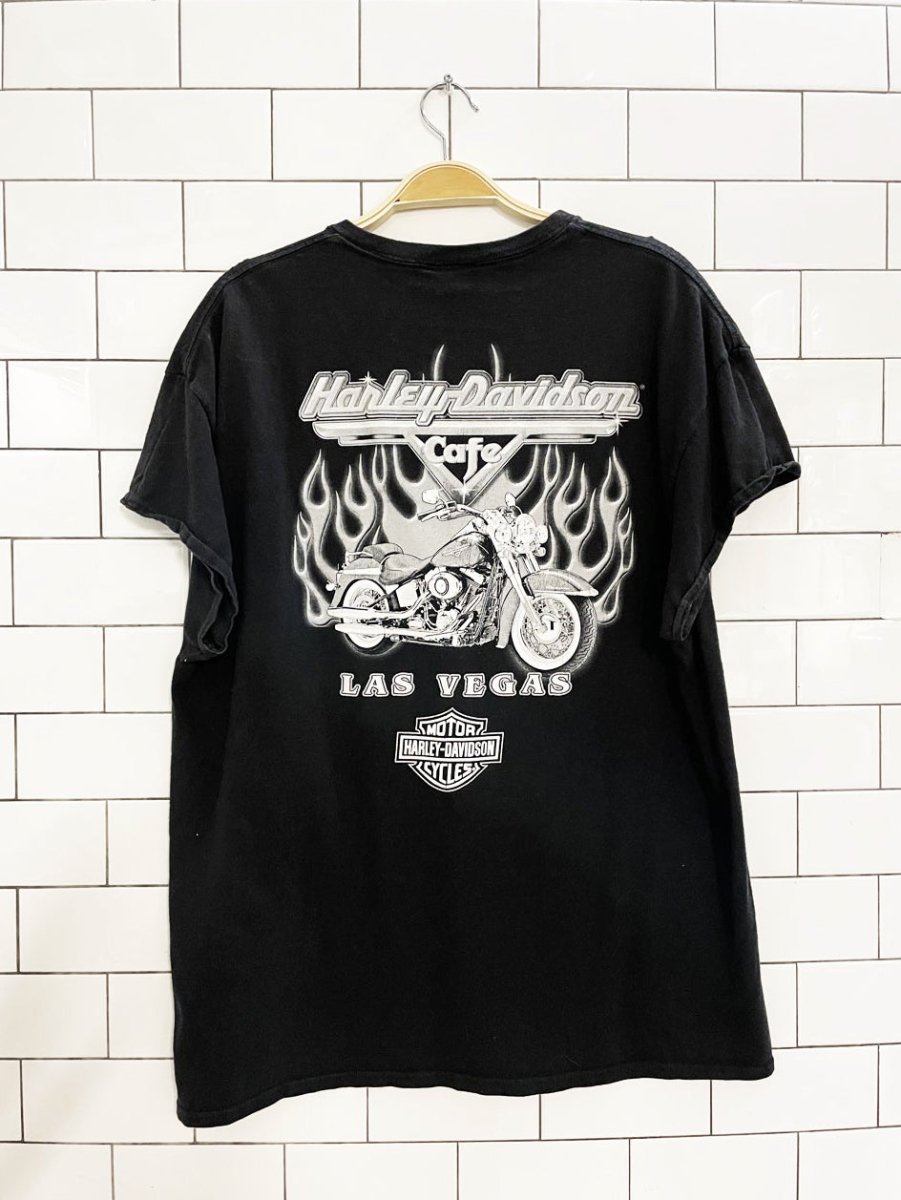 vintage harley davidson cafe carp sleeve rework tee - good market thrift store
