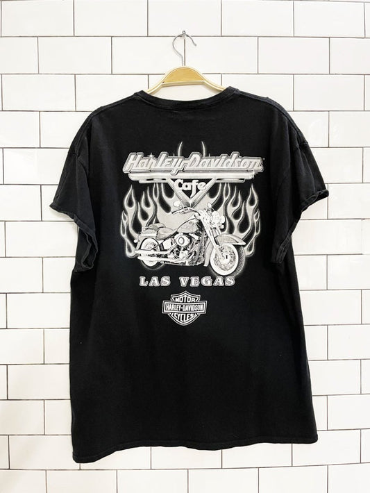 vintage harley davidson cafe carp sleeve rework tee - good market thrift store