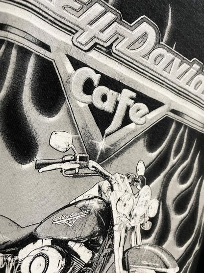 vintage harley davidson cafe carp sleeve rework tee - good market thrift store