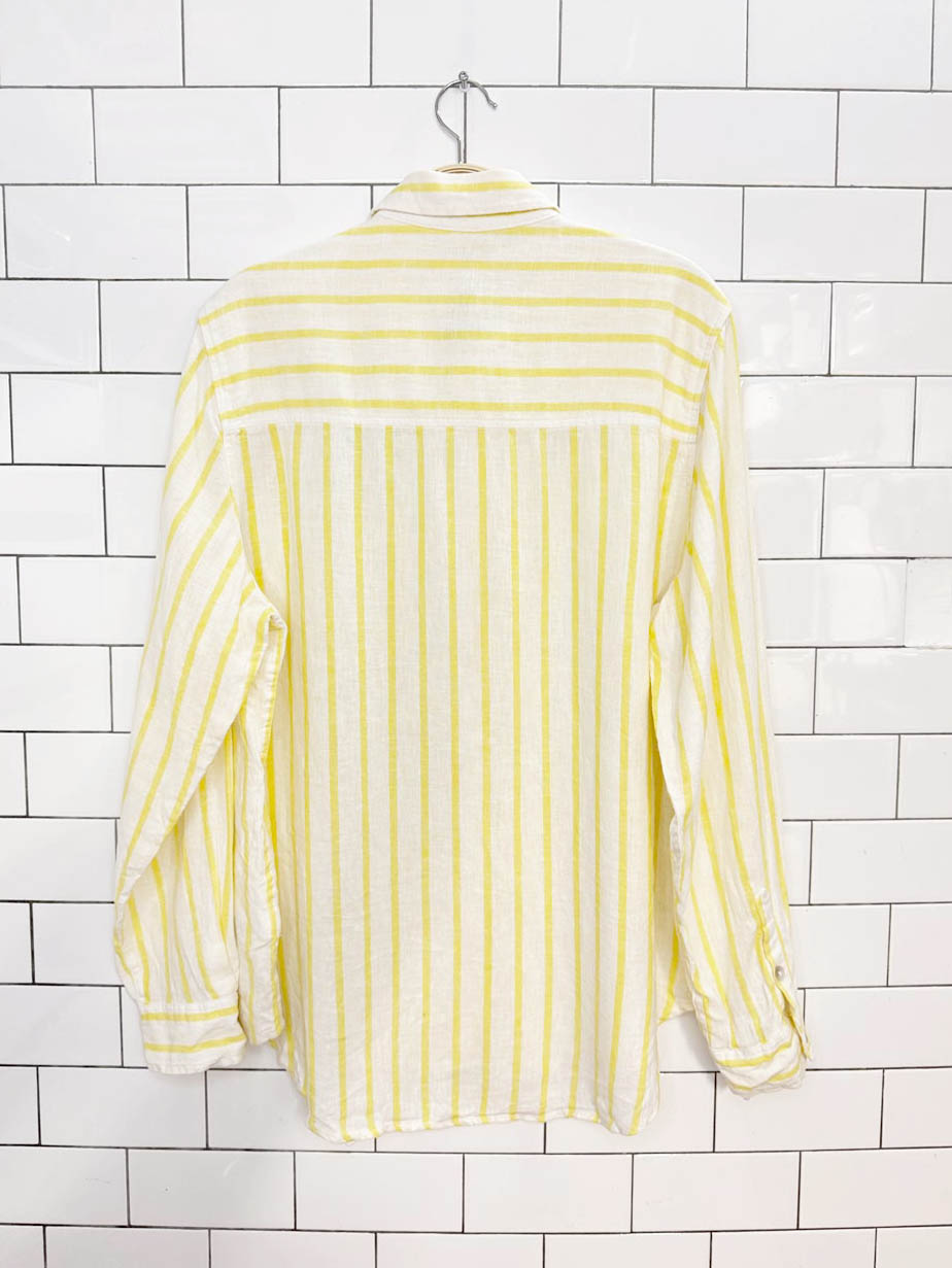 universal thread linen-blend relaxed fit striped full button shirt