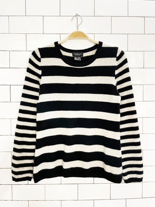 lord & taylor 100% cashmere striped knit sweater - good market thrift store