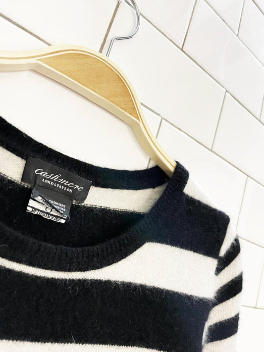lord & taylor 100% cashmere striped knit sweater - good market thrift store