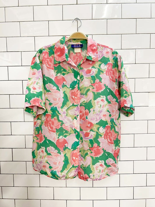 vintage 90s HER silk floral blouse - good market thrift store