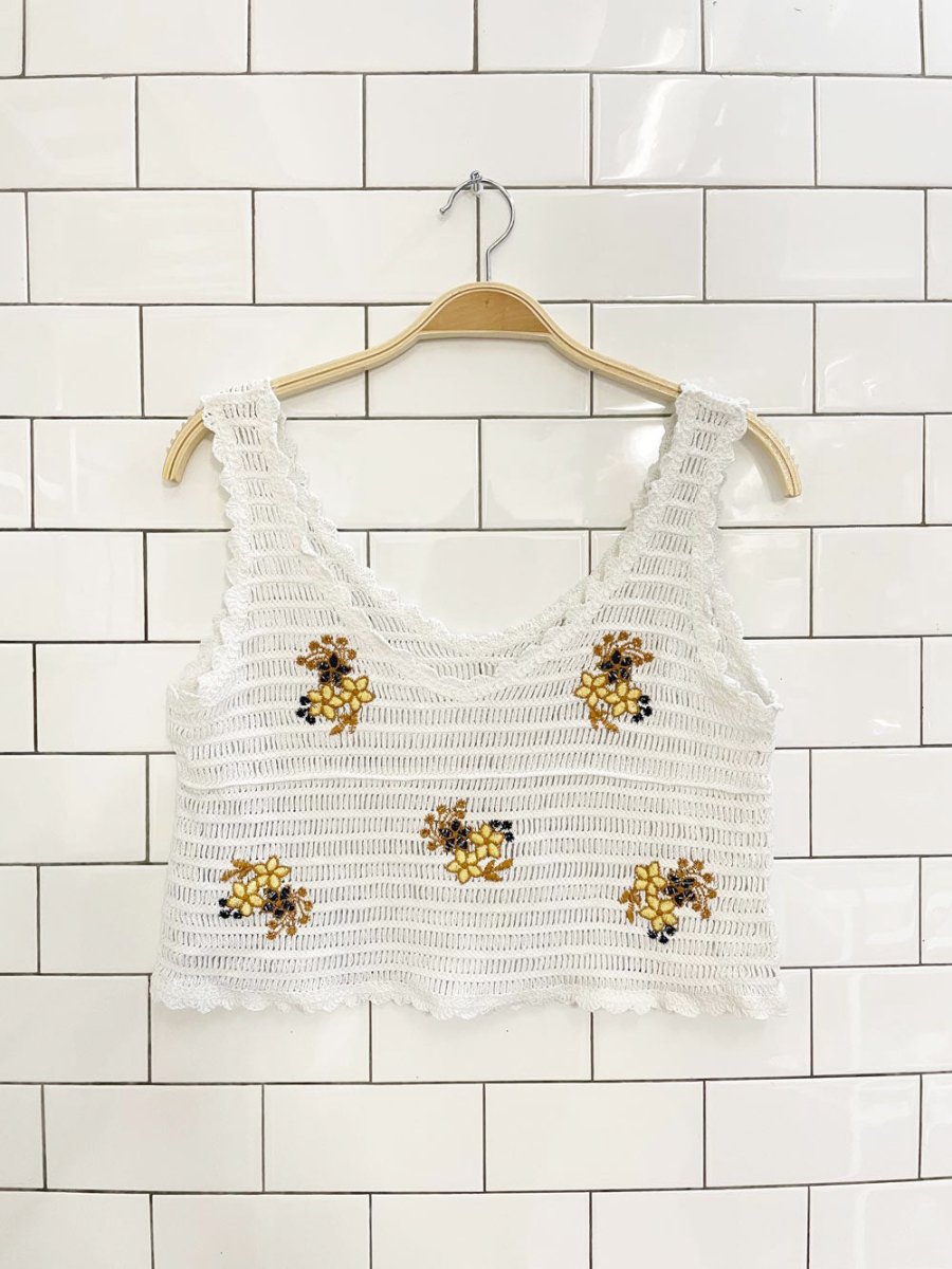crochet floral crop tank top - good market thrift store