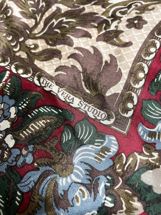 vintage the vera studio 100% silk floral baroque xl square scarf