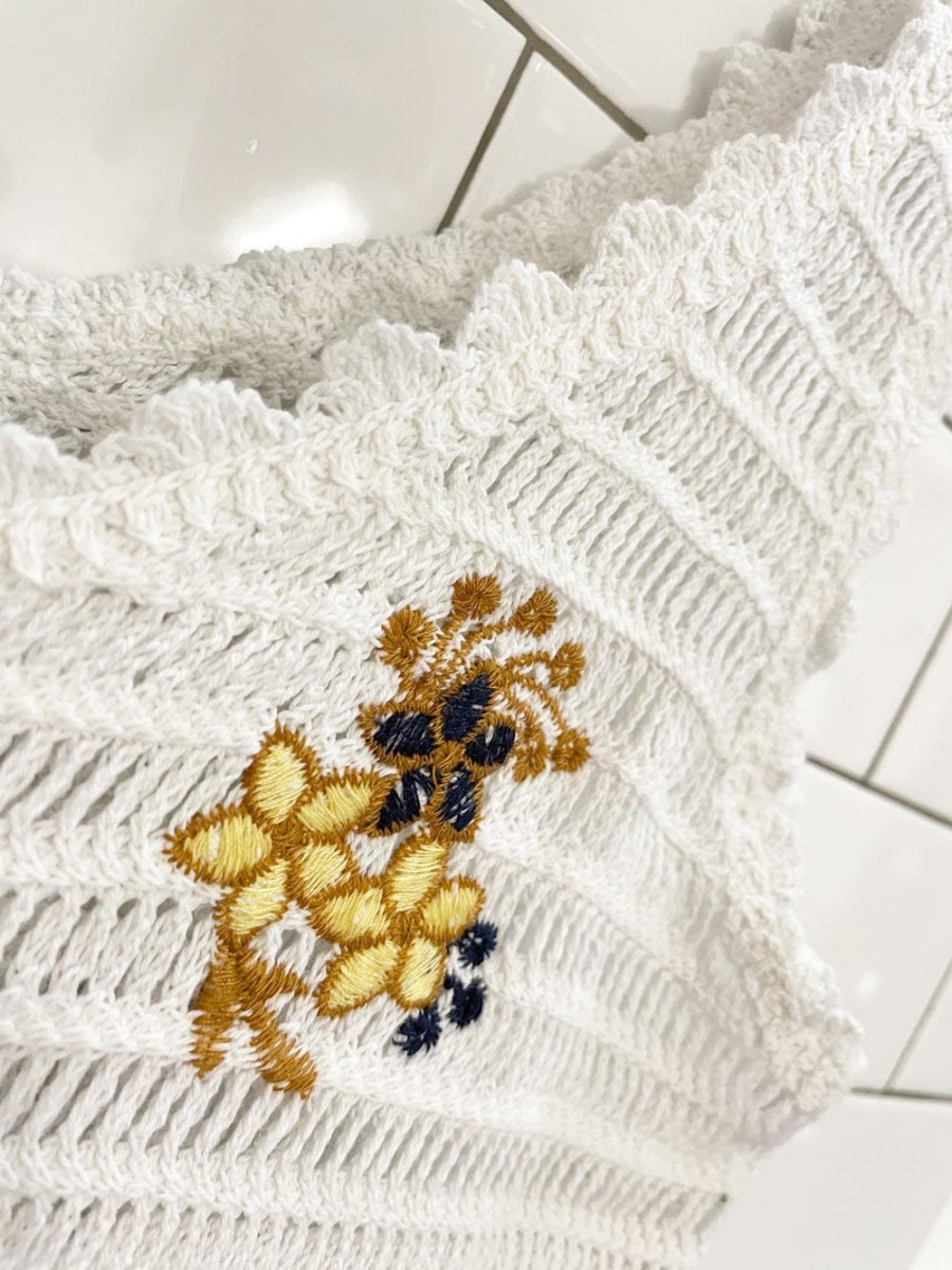 crochet floral crop tank top - good market thrift store