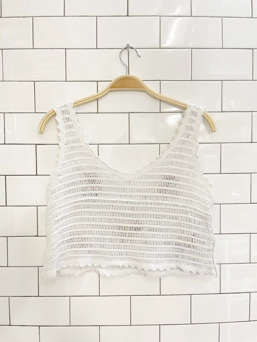crochet floral crop tank top - good market thrift store