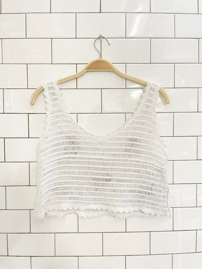 crochet floral crop tank top - good market thrift store