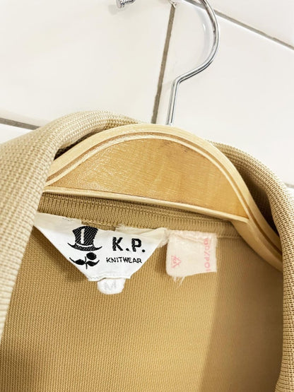 vintage 70s KP knitwear polyknit striped cuff 1/4 button shirt | rework - good market thrift store