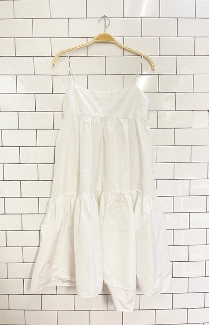 wilfred satire taffeta tiered midi dress | aritzia - good market thrift store