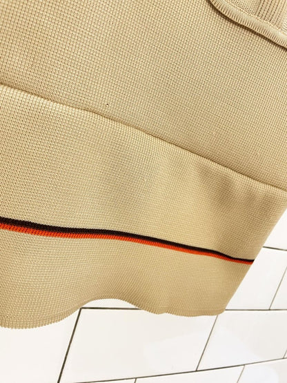 vintage 70s KP knitwear polyknit striped cuff 1/4 button shirt | rework - good market thrift store